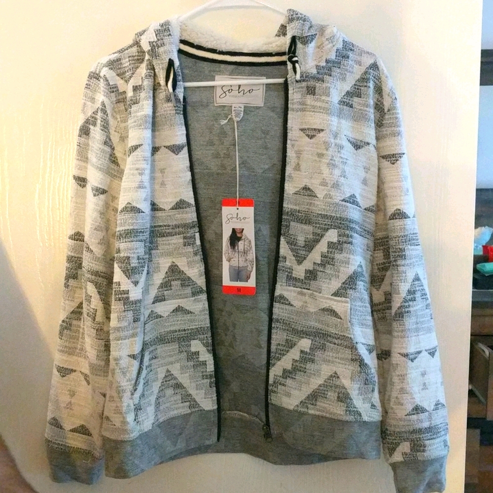 Hoodie zip up with Sherpa lined hood